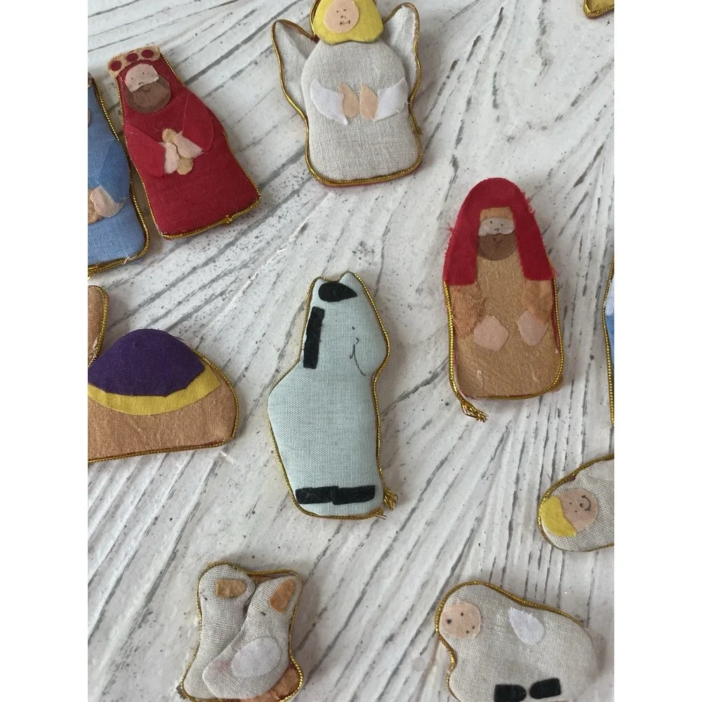 Vintage Lot of 23 Puffy Fabric Nativity Pieces for Felt Board Display Story Play